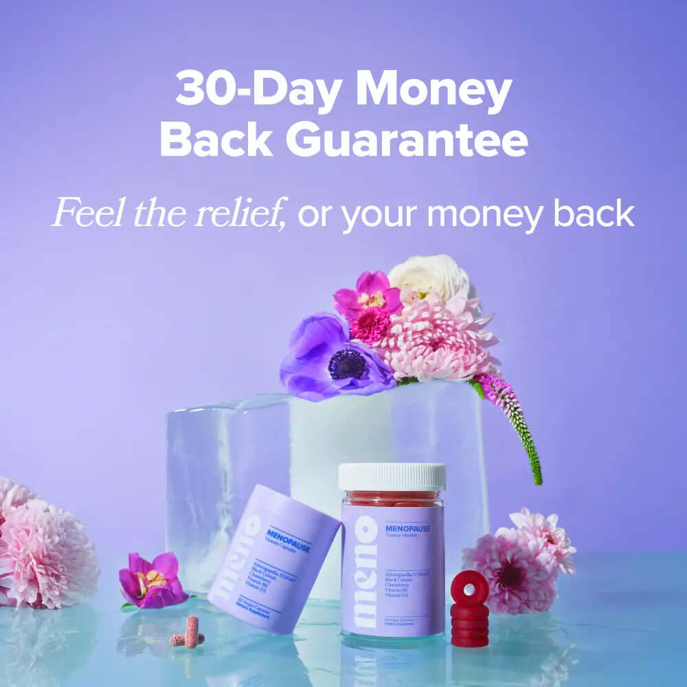 30-Day Money Back Guarantee for Menopause Supplements with Black Cohosh & Ashwagandha.