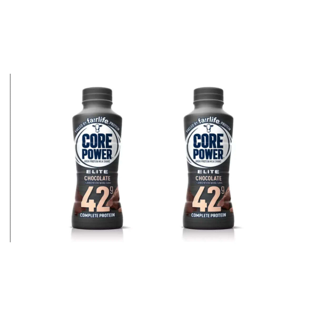 Core Power Protein Shake in chocolate flavor with 42g complete protein for post-workout recovery.