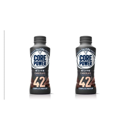 Core Power Protein Shake featuring chocolate flavor with 42g of complete protein for post-workout recovery.