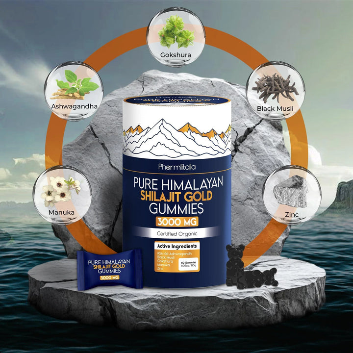 Pure Himalayan Shilajit Gold Gummies 3000 Mg Shilajit Gummies for Men &amp; Women