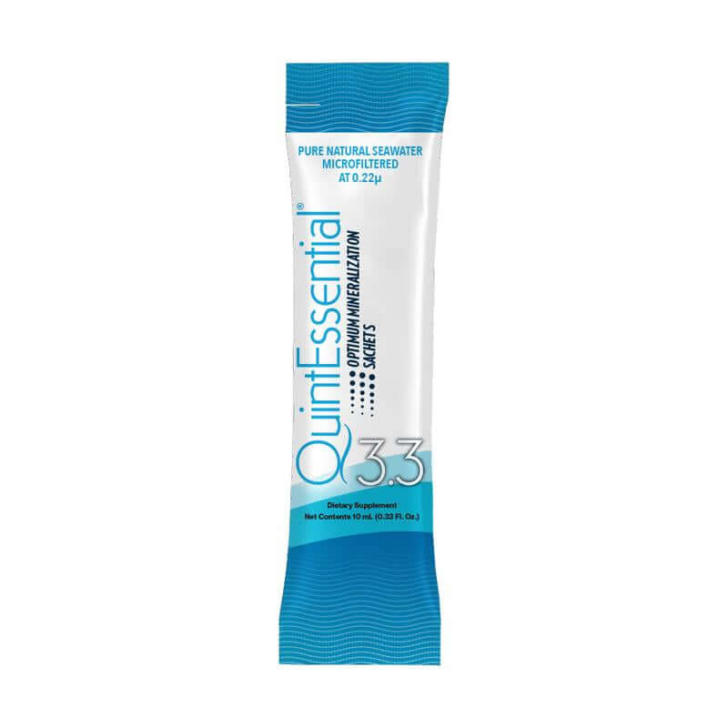 Hydration Supplements packet of QuintEssential seawater mineralization for fast hydration and electrolyte balance.