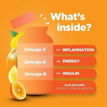 DHA Omega 3-6-9 Gummies for Adults benefits: Omega-3 for inflammation, Omega-6 for energy, Omega-9 for insulin.