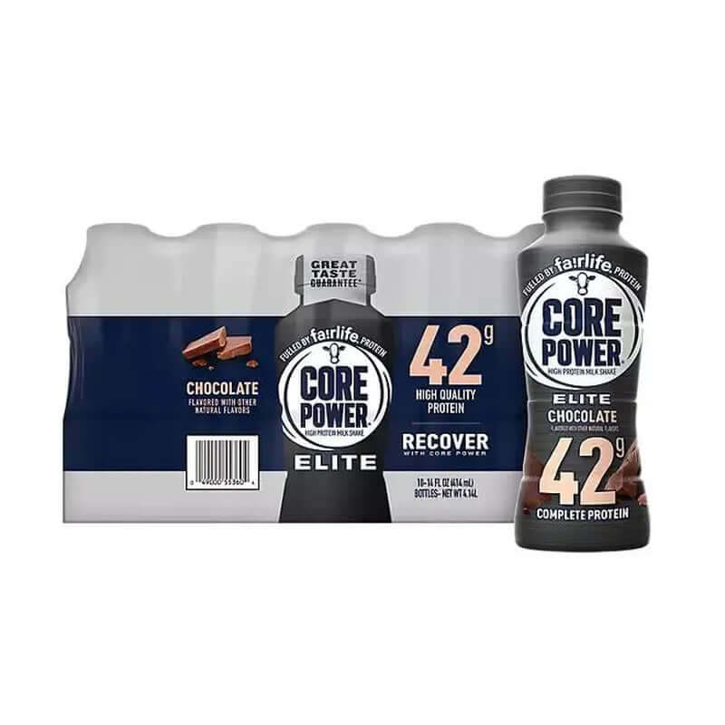 Core Power Protein Shake in chocolate flavor, 42g high-quality protein, perfect for recovery after workouts.