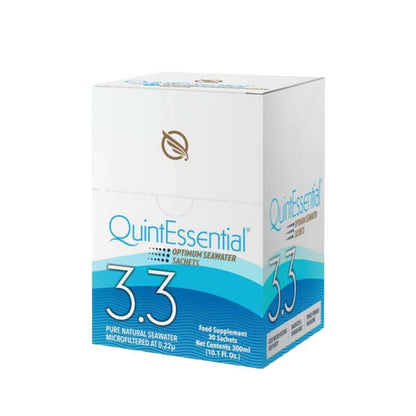 Hydration Supplements box containing QuintEssential Optimum Seawater sachets for faster hydration and essential electrolytes.