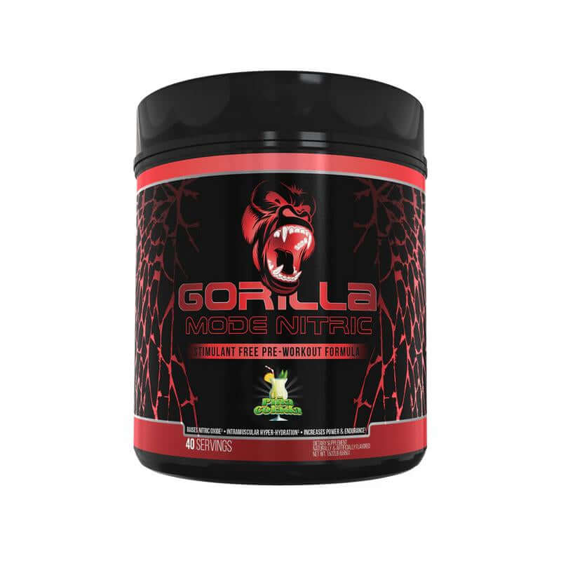 Stimulant Free Pre-Workout - Nitric Pump Formula Gorilla Mode Nitric container with 40 servings for enhanced workout performance.