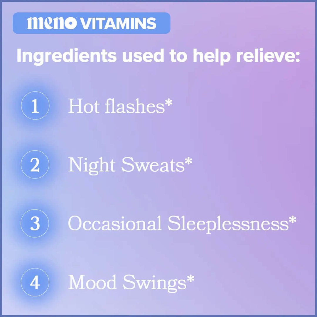 Menopause Supplements with Black Cohosh &amp; Ashwagandha ingredients for hot flashes, night sweats, and mood swings.