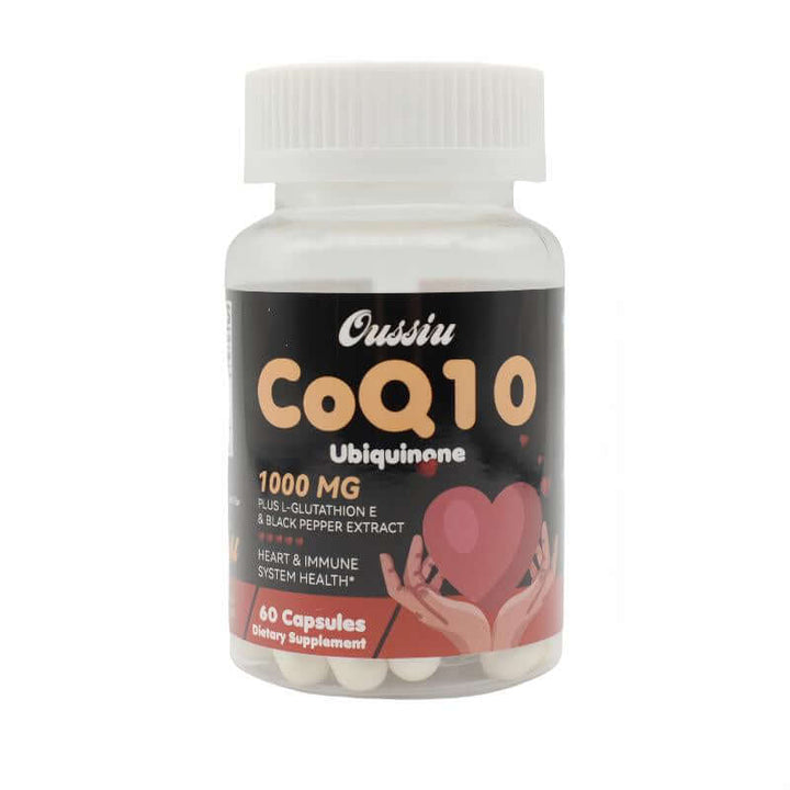1000Mg CoQ10 Ubiquinone for Heart Health Energy supplement bottle with heart design