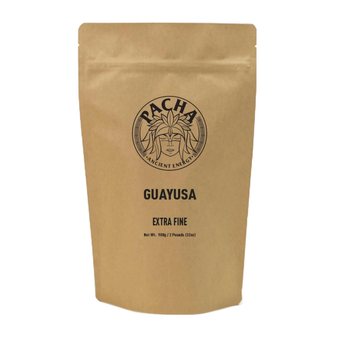 GUAYUSA EXTRA FINE by PACHA 2 Pounds (32Oz) Guayusa Tea Organic L Theanine Tea Organic Loose Green Tea Tea Leaves Loose Leaf Yerba Mate Substitute Te Mate and Coffee Alternative