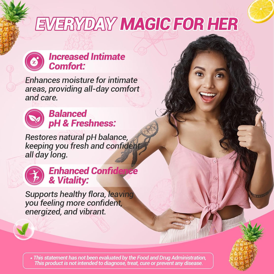 Her Juicy Feminine Probiotics Gummies, Premium Feminine Balance Probiotics with Slippery Elm for Women&
