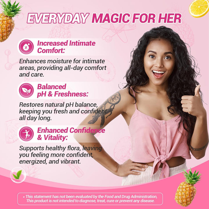 Her Juicy Feminine Probiotics Gummies, Premium Feminine Balance Probiotics with Slippery Elm for Women&