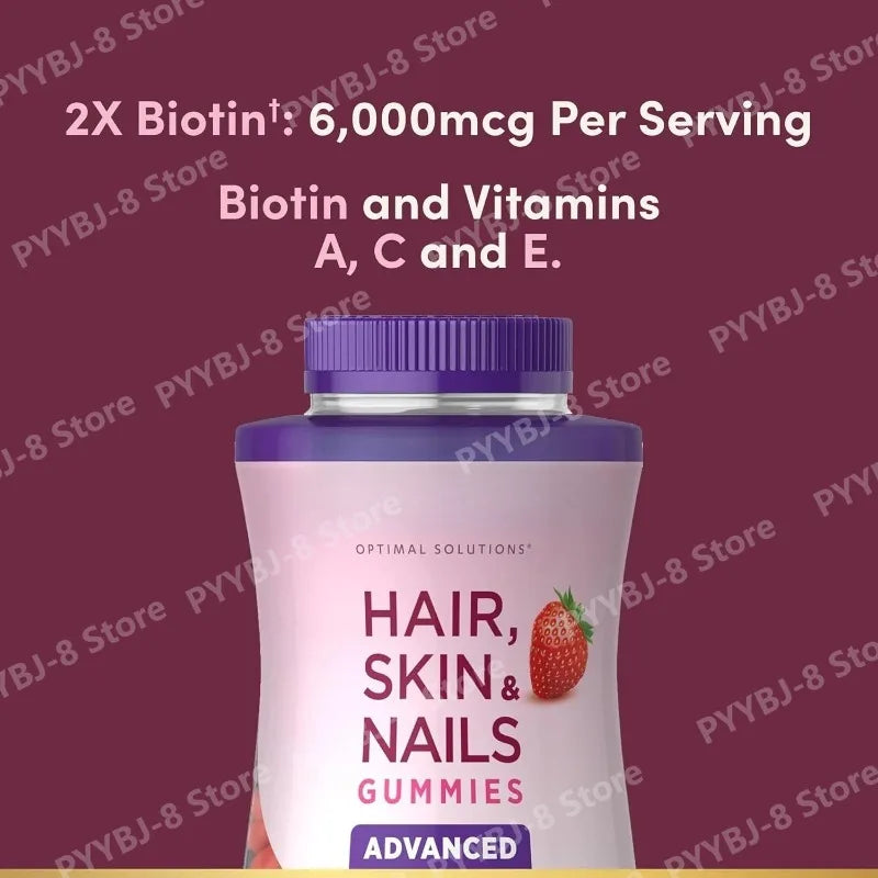 Biotin Gummie Strawberry Flavor with 6000Mcg Biotin &amp; Vitamin Support Healthy Hair Skin and Nails 80pcs Nutritional Supplement