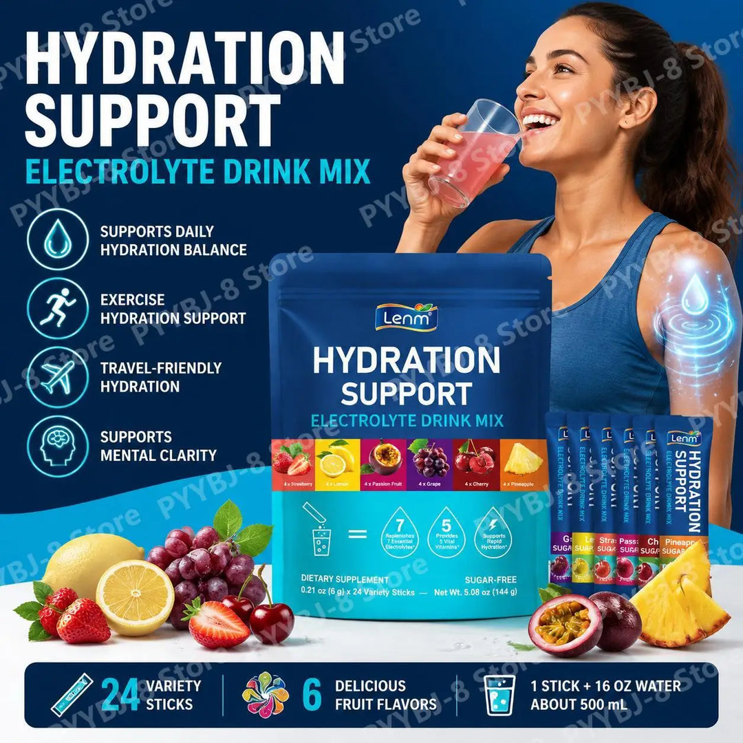 Lenm Electrolyte Drink Mix – Sugar-Free, 24 Sticks