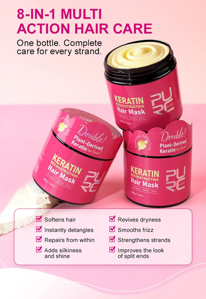 PURC 200g Keratin Hair Mask Straightening Smoothing Collagen Hair Treatment Mask Nourish Repair Damaged Frizz Hair Care Product