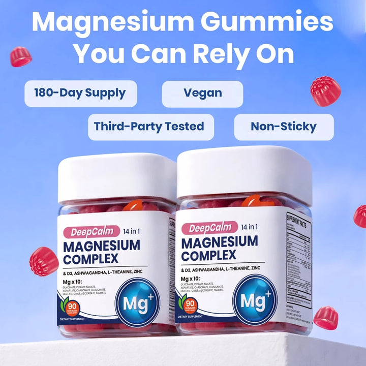 14in1 Magnesium Gummies, Ashwagandha Vitamins Support The Immune System Promote Energy Metabolism Relieve Stress Improve Sleep