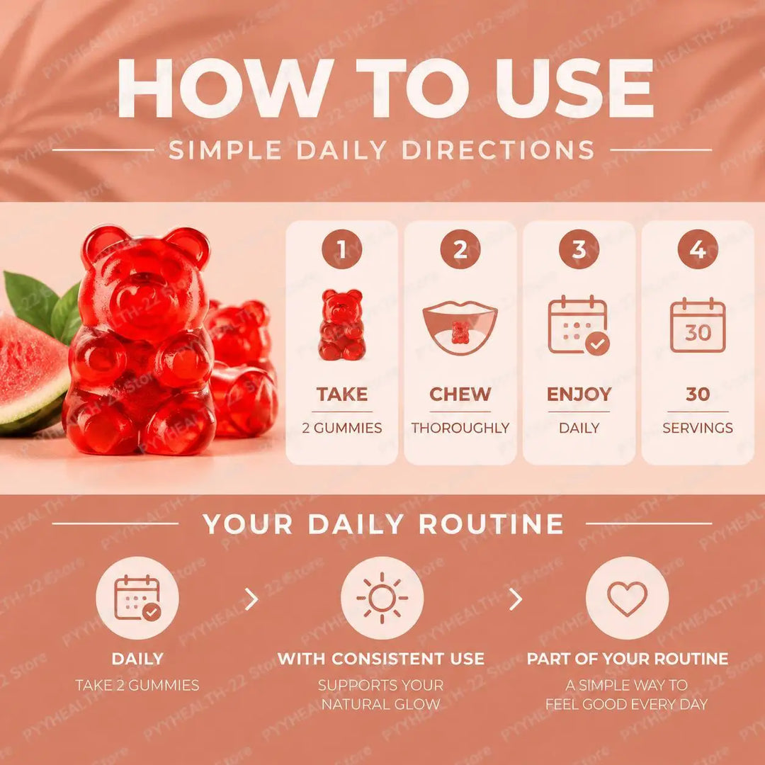 Tanning Gummies – Radiant Glow &amp; Even Skin Tone, Watermelon