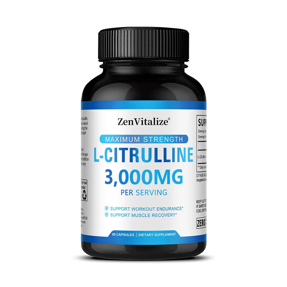 L Citrulline 3000mg Supplement Capsules for Men &amp; Women - Muscle Recovery &amp; Workout Endurance - Vegan, Non-GMO