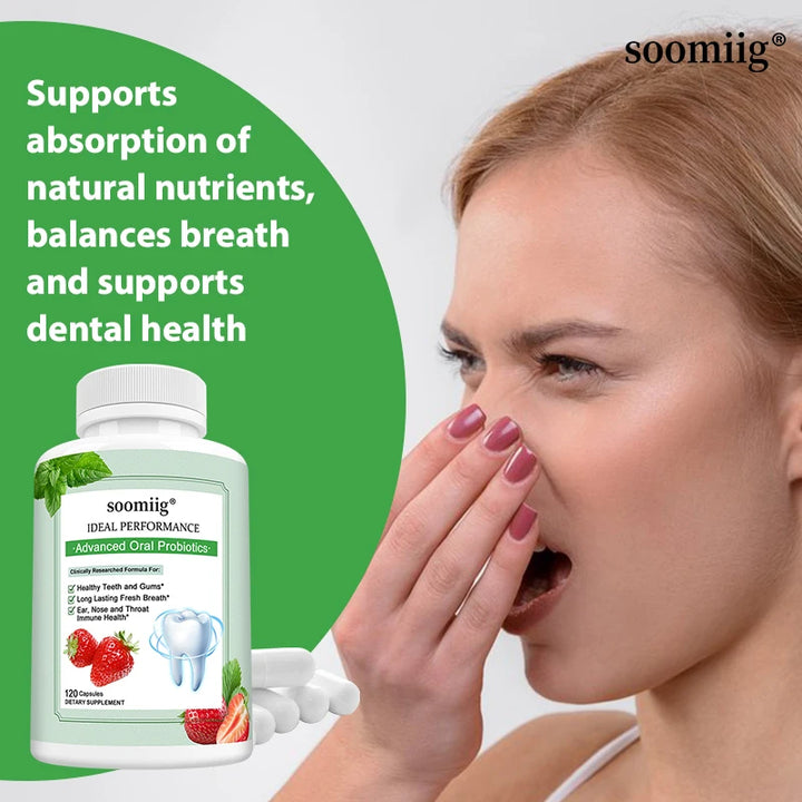 Advanced Oral Probiotic Capsules, Daily Oral Microbiome Balance Supplement for Teeth &amp; Gum Wellness, Fresh Breath Support