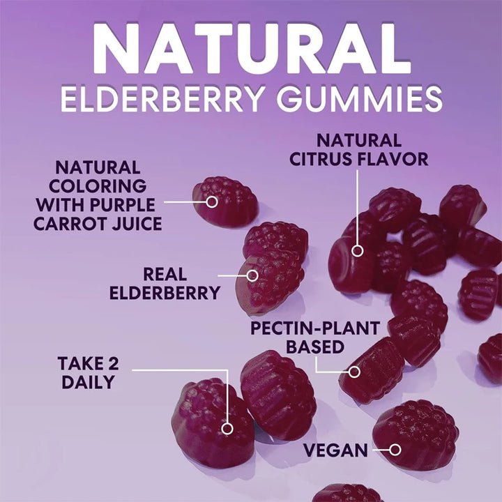 Elderberry Gummies with Vitamin C, D3 &amp; Zinc