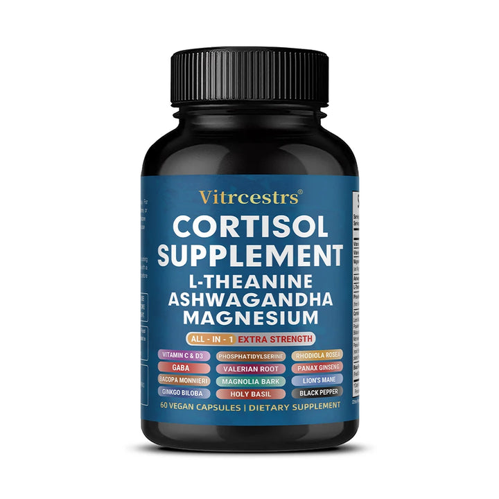 Cortisol Support Supplement - Magnesium, Supports Stress Relief, Calm Mood, Relaxation, Restful Sleep, Focus &amp; Adrenal Health
