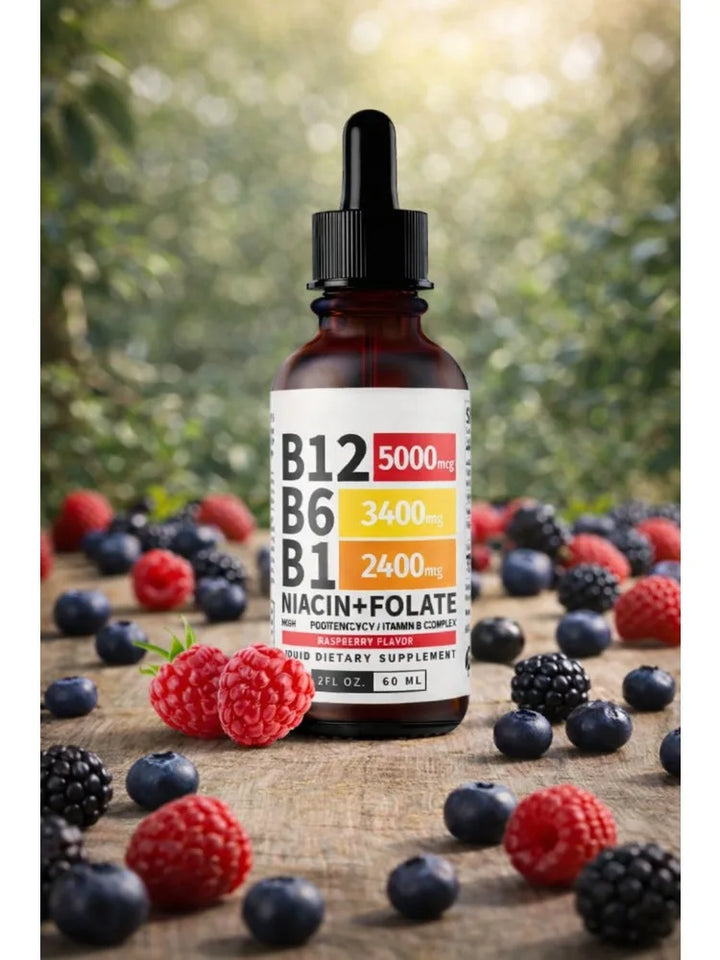 5-in-1 Vitamin B Complex Liquid Drops – B12, B6, B1 &amp; Folate