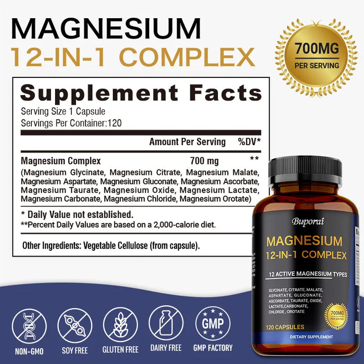 Magnesium Complex Capsules – Muscle, Bone &amp; Sleep Support