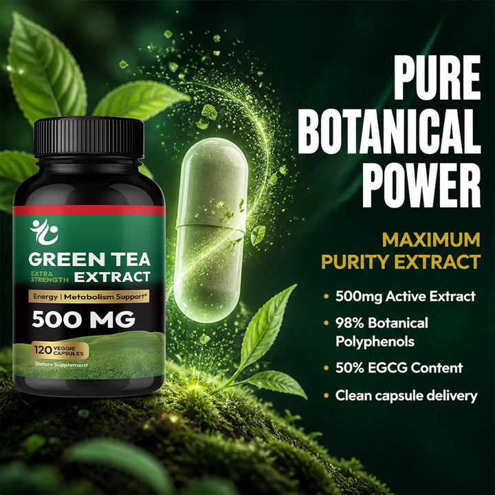 Green Tea Extract EGCG 500mg – Antioxidant &amp; Metabolism Support