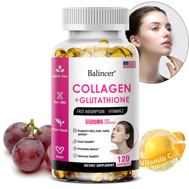 Glutathione Collagen Capsules, Antioxidant, Skin Whitening, Deeply Nourish Skin, Hair &amp; Nails, Support Anti-Aging &amp; Joint Health