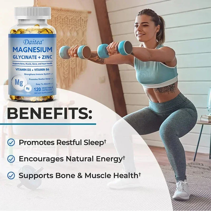 Magnesium Zinc &amp; Vitamin D3 - Triple Supplement for Men and Women - for Sleep, Bones, Heart, Immune Support