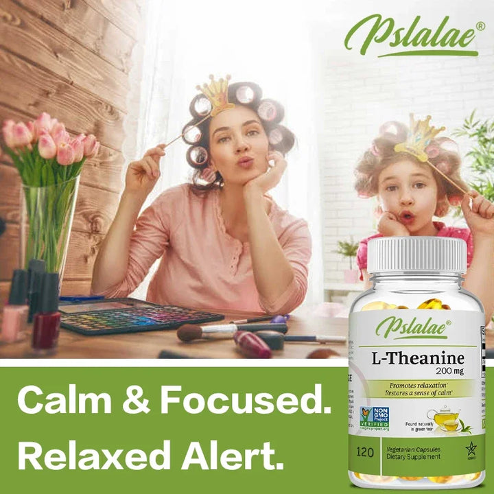 Natural L-Theanine Capsules 200 Mg, Stress Relief, Mood Supplement, for Overall Health, Vegetarian