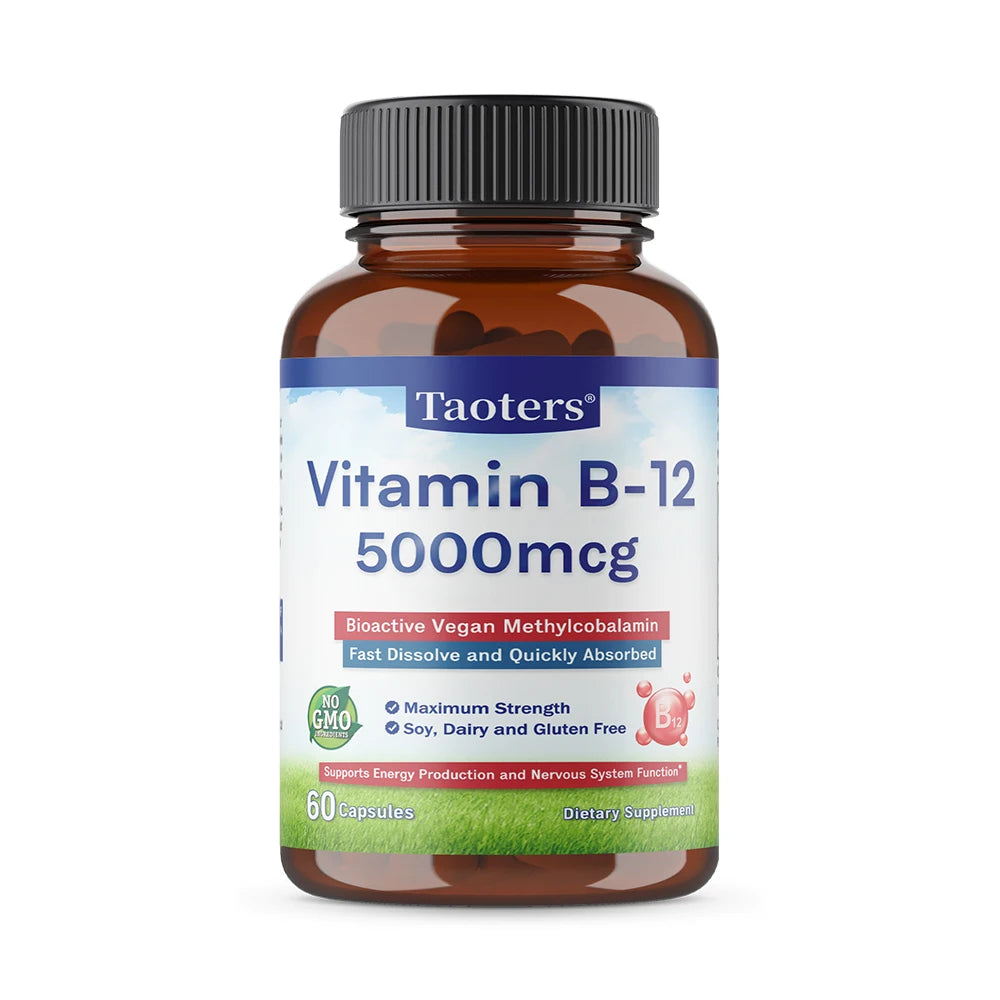 Vitamin B12 5000 Mcg - Supports Heart Health, Nervous System, Promotes Metabolism, Increases Energy Levels, Relieves Fatigue