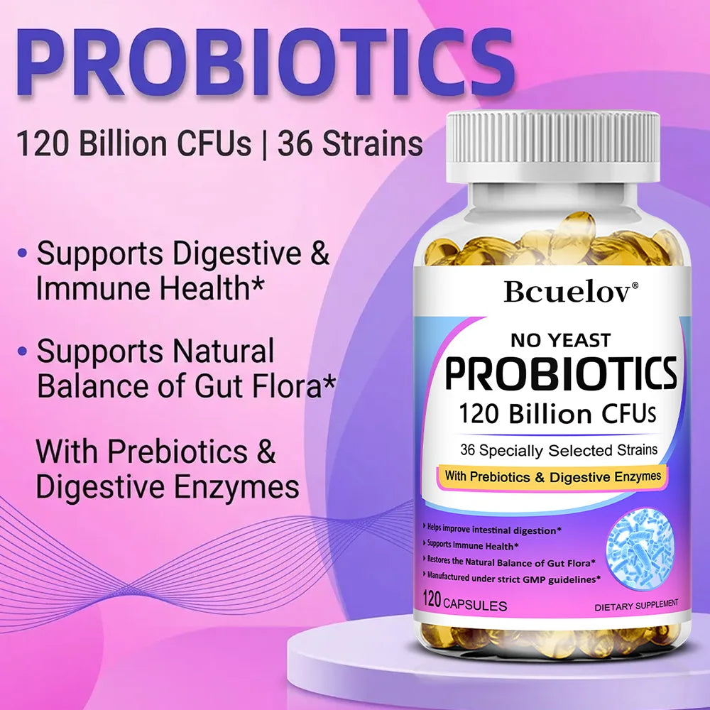 Probiotics 120 Billion CFU – Prebiotics &amp; Digestive Enzymes