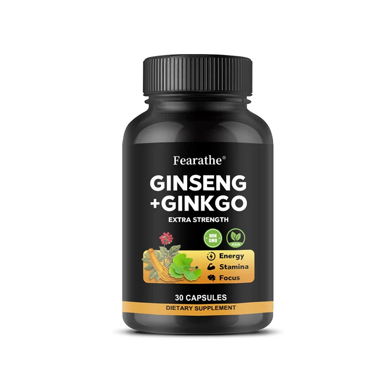 Panax Ginseng + Ginkgo Biloba Capsules – Energy &amp; Focus Support