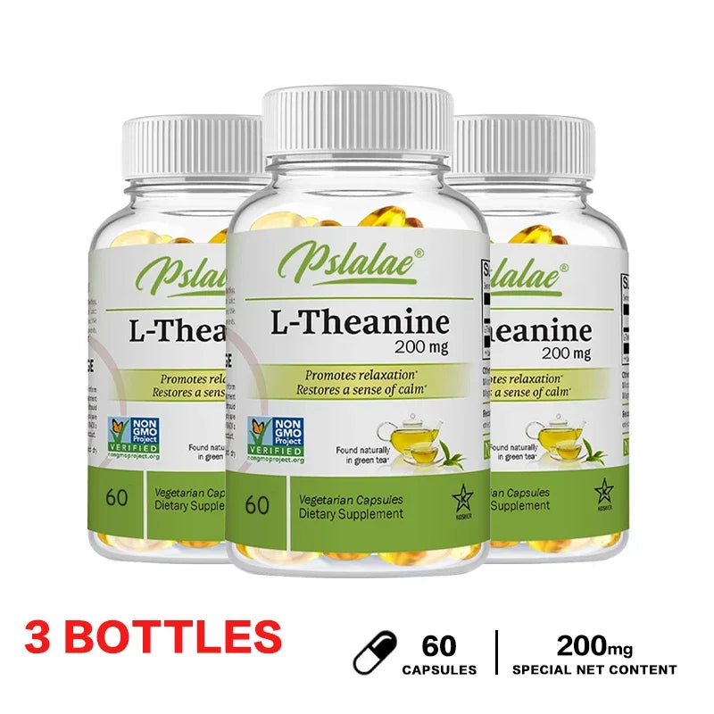 Natural L-Theanine Capsules 200 Mg, Stress Relief, Mood Supplement, for Overall Health, Vegetarian