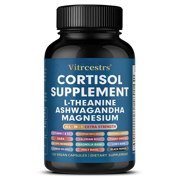 Cortisol Support Supplement - Magnesium, Supports Stress Relief, Calm Mood, Relaxation, Restful Sleep, Focus &amp; Adrenal Health