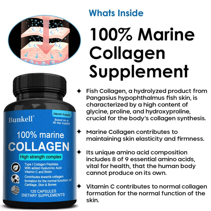 100% Marine Collagen Type 1 – Hyaluronic Acid &amp; Vitamin C