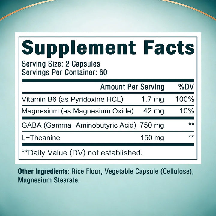 Stress Relief Capsules – GABA &amp; L-Theanine, 120 Capsules