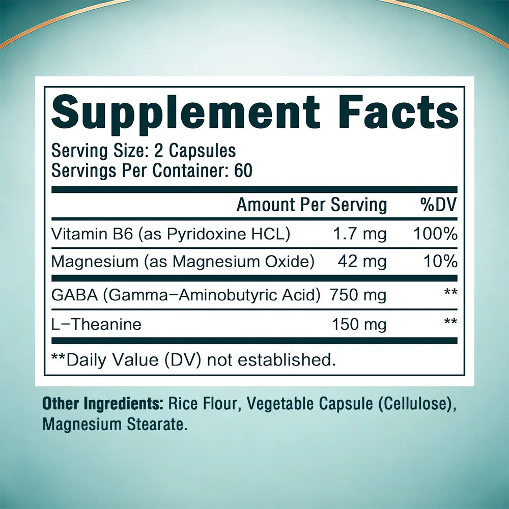 Stress Relief Capsules – GABA &amp; L-Theanine, 120 Capsules
