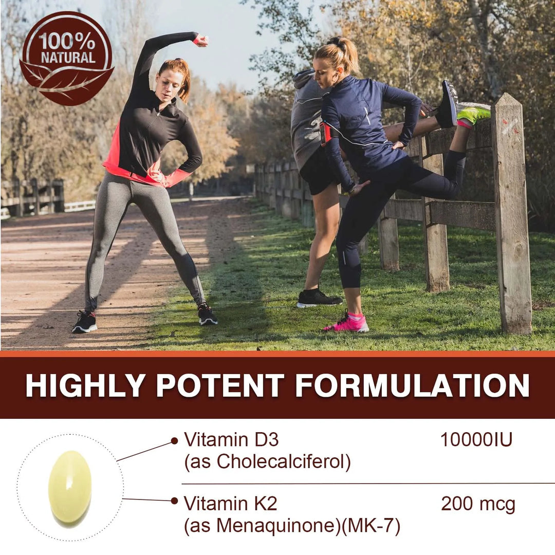 Vitamin D3 10,000 IU + K2 200 mcg Softgels