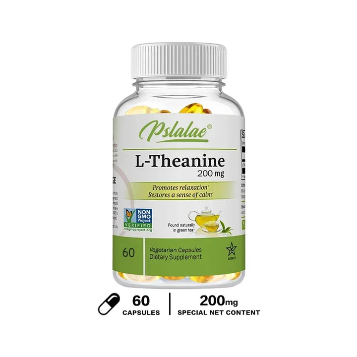 Natural L-Theanine Capsules 200 Mg, Stress Relief, Mood Supplement, for Overall Health, Vegetarian