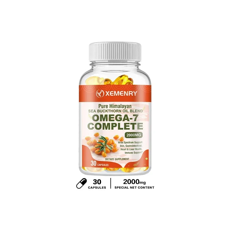 Sea Buckthorn Oil Blend, Complete Omega-7, Supports Skin, Immune, Cardiovascular, Digestive and Liver Health 120 Softgels