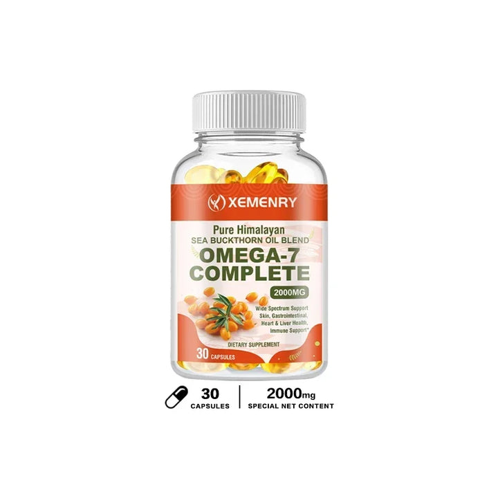 Sea Buckthorn Oil Blend, Complete Omega-7, Supports Skin, Immune, Cardiovascular, Digestive and Liver Health 120 Softgels