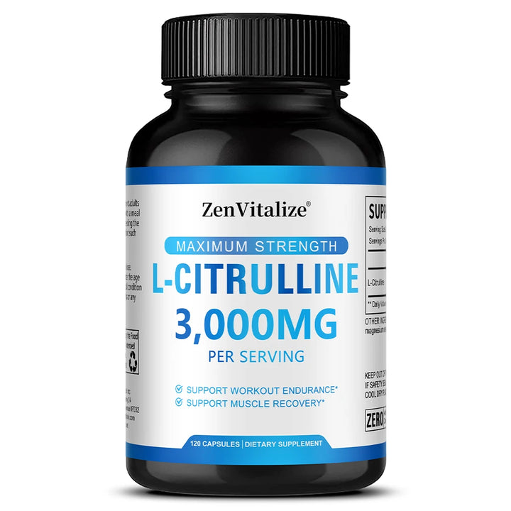 L Citrulline 3000mg Supplement Capsules for Men &amp; Women - Muscle Recovery &amp; Workout Endurance - Vegan, Non-GMO