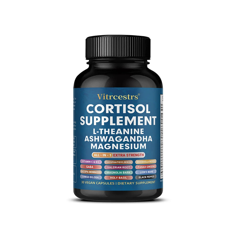 Cortisol Support Supplement - Magnesium, Supports Stress Relief, Calm Mood, Relaxation, Restful Sleep, Focus &amp; Adrenal Health