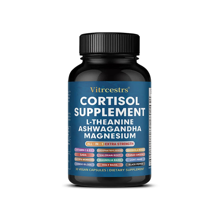 Cortisol Support Supplement - Magnesium, Supports Stress Relief, Calm Mood, Relaxation, Restful Sleep, Focus &amp; Adrenal Health