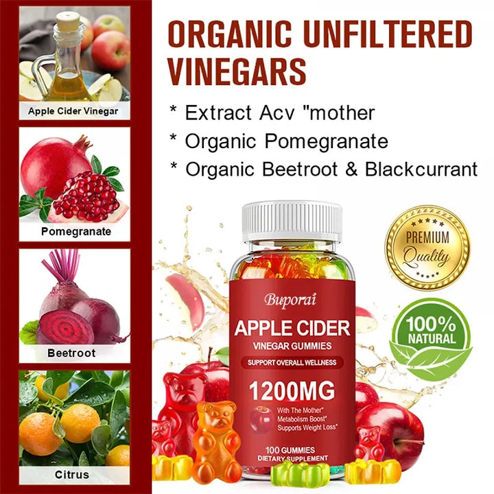 Apple Cider Vinegar Gummies 1200mg – Digestive &amp; Wellness Support