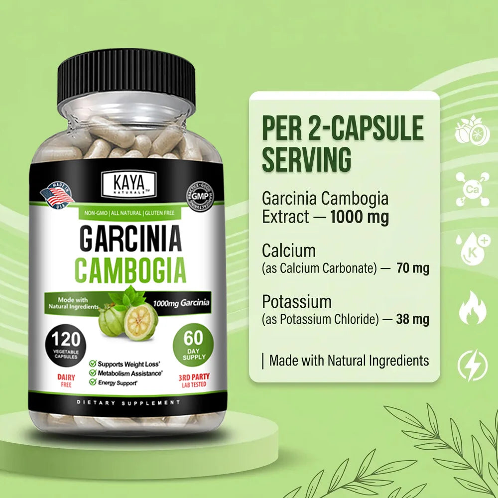 Garcinia Cambogia Capsules, Supports Weight Management, Appetite Control, Energy Metabolism Supplement, Non-GMO