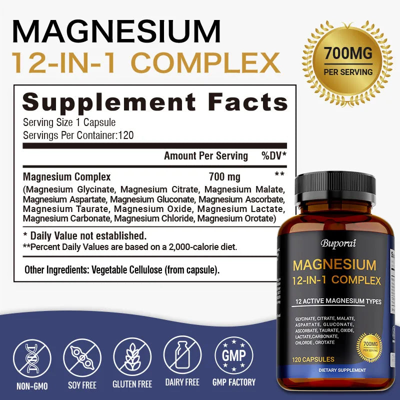 Magnesium Complex Capsules – Muscle, Bone &amp; Sleep Support