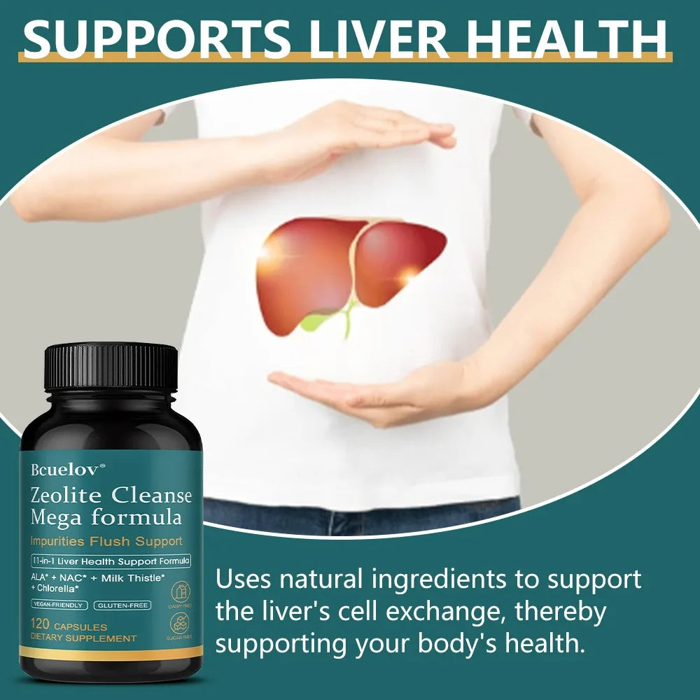 Liver Cleanse Detox &amp; Repair - Zeolite Supplement for Gut Health,Cognition &amp; Natural Energy,Glutathione,NAC,Chlorella,Shilajit