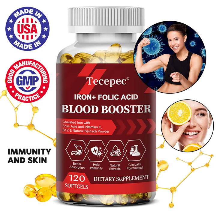 Iron + Folic Acid Supplement – Vitamin C, B12 &amp; Zinc