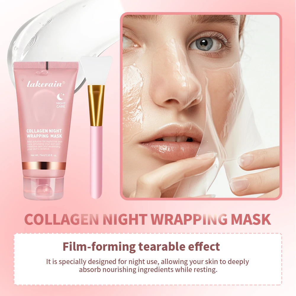 Collagen Wrapping Face Mask &amp; Brush Set – Hydrating &amp; Brightening